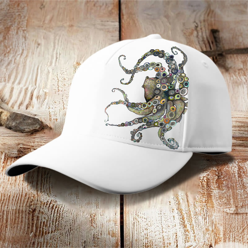 Dashingsoul Colorful Octopus Oil Painting Print Cap