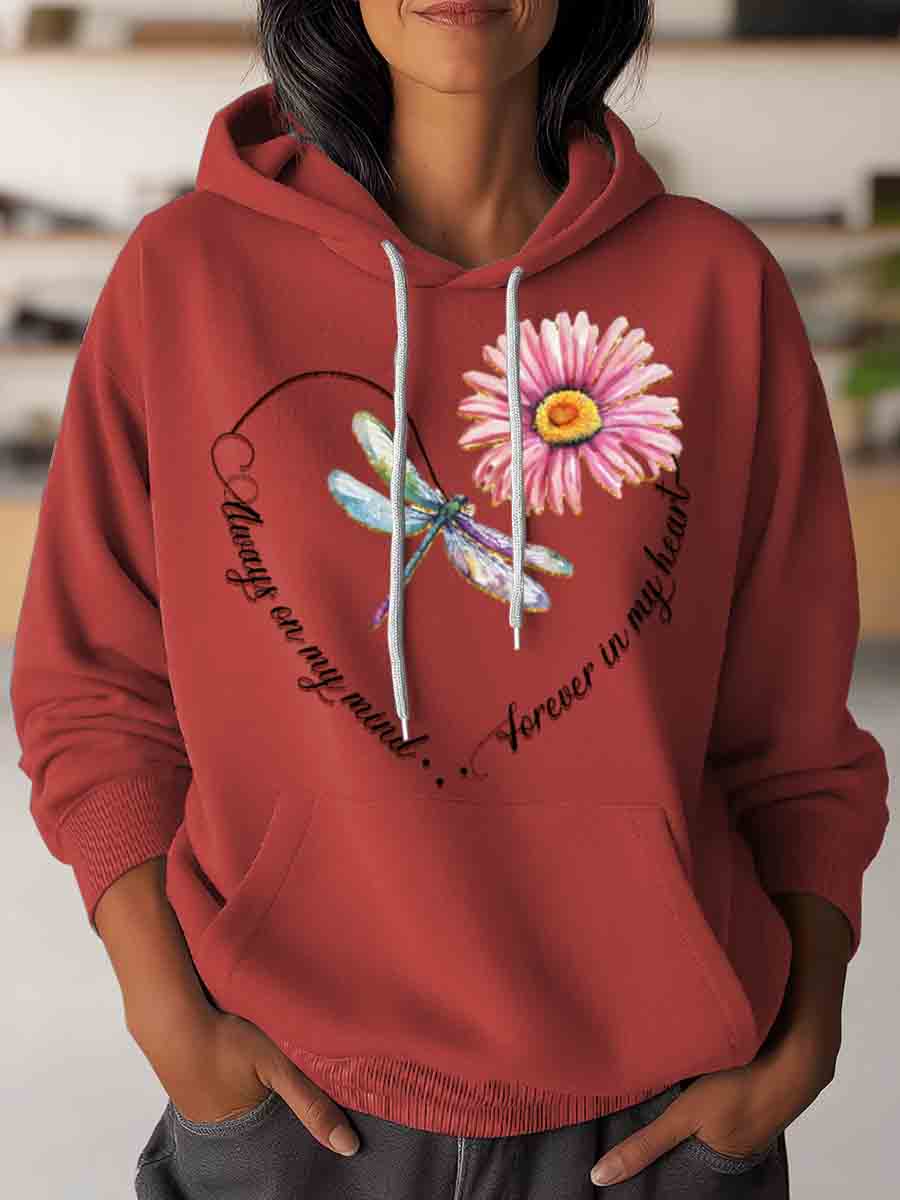 Forever In My Heart Dragonfly Art Casual Hoodie Sweatshirt