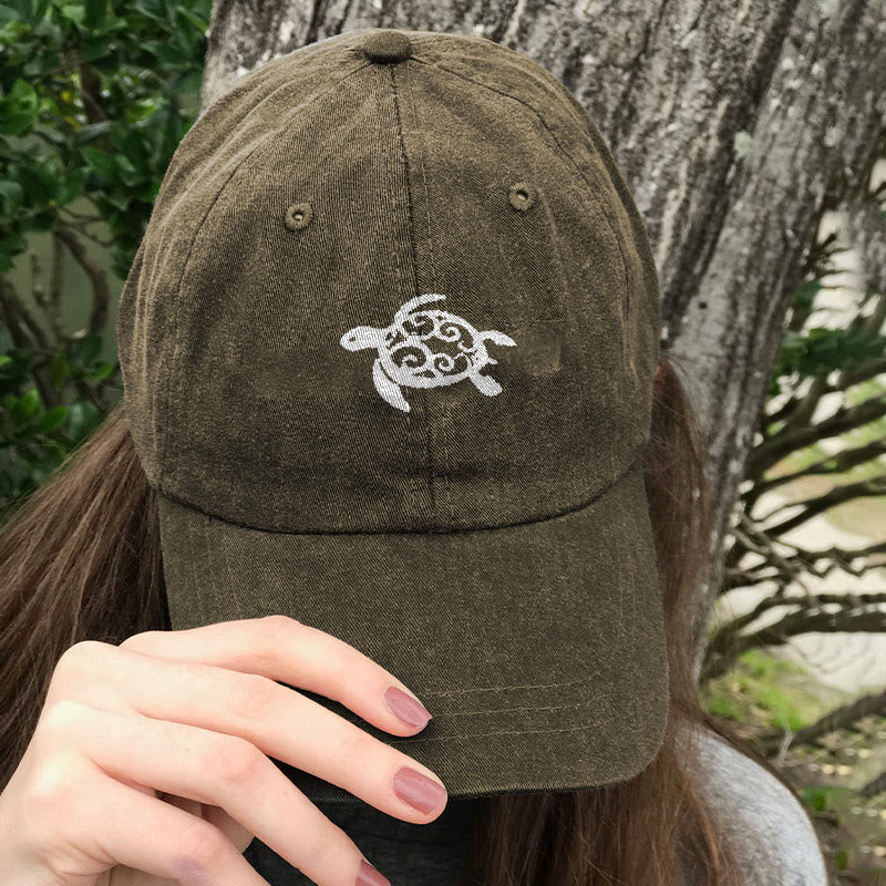 Dashingsoul Sea Turtle Print Washed Cap