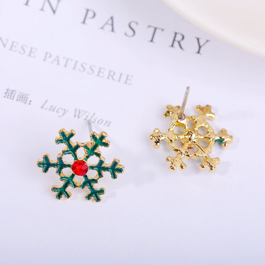 Snowflake Christmas Tree Earrings