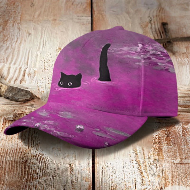 Dashingsoul Women's Oil Painting Cat Print Cap