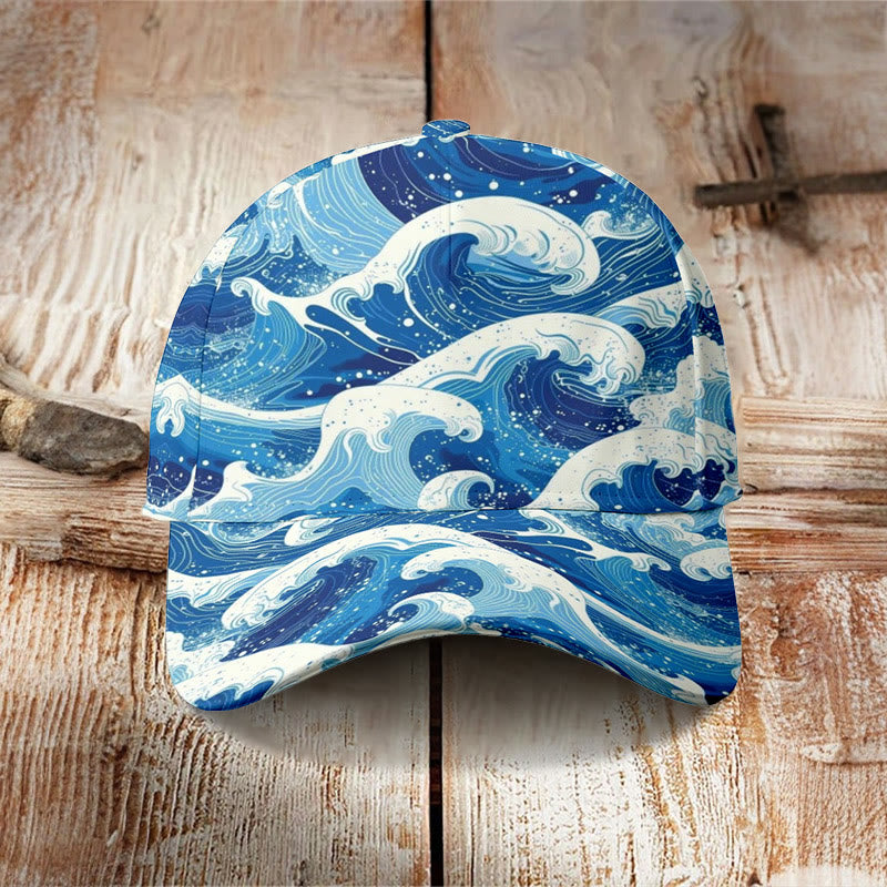 Dashingsoul Japanese Style Wave Print Casual Cap