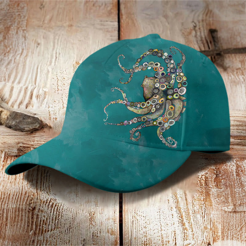 Dashingsoul Colorful Octopus Oil Painting Print Cap
