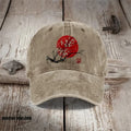 Plum Blossom Sunrise Japanese Art Print Washed Cap