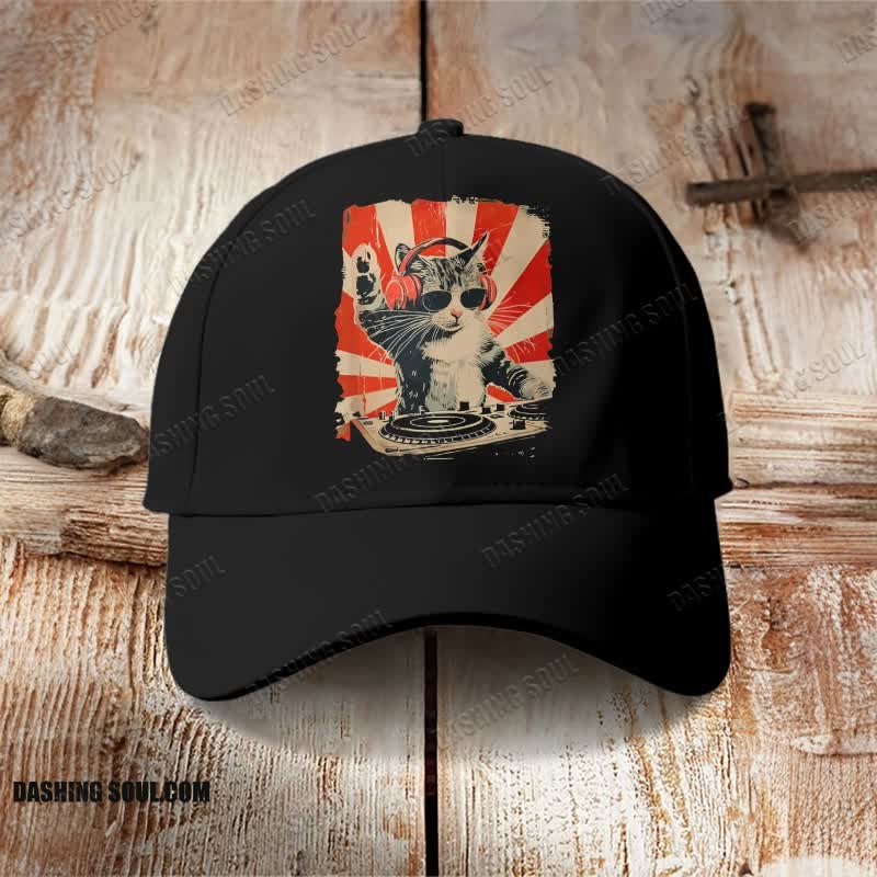 Dj Cat Print Casual Cap