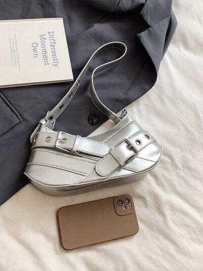 PU Leather Buckle Shoulder Bag