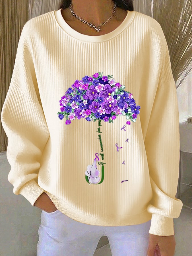 Women's purple floral casual sweatshirt
