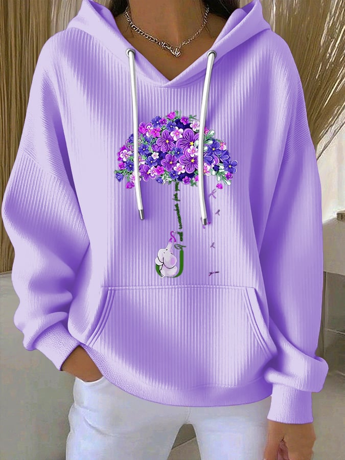 Women's purple floral casual print sweatshirt