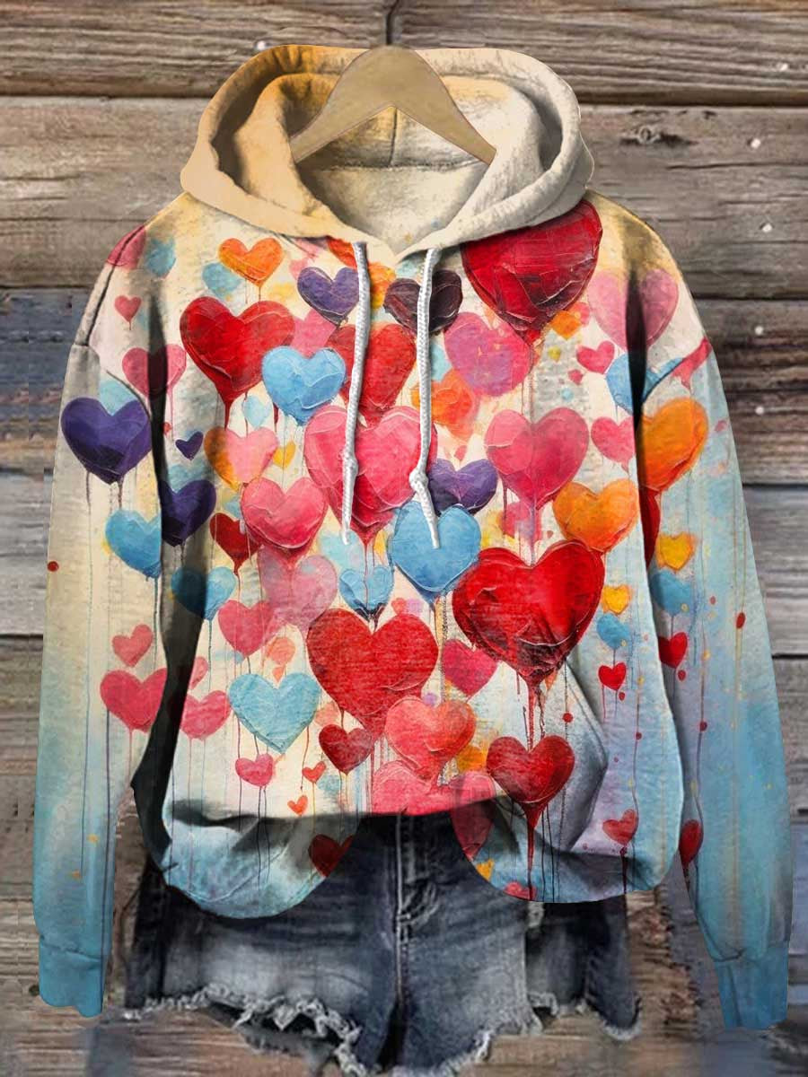 Heart Art Print Casual Sweatshirt