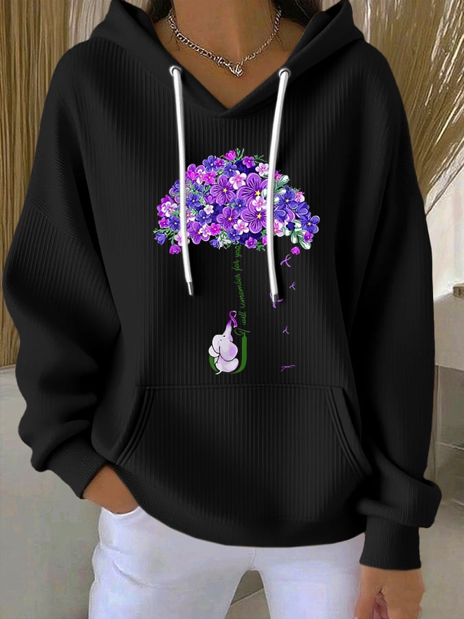 Women's purple floral casual print sweatshirt