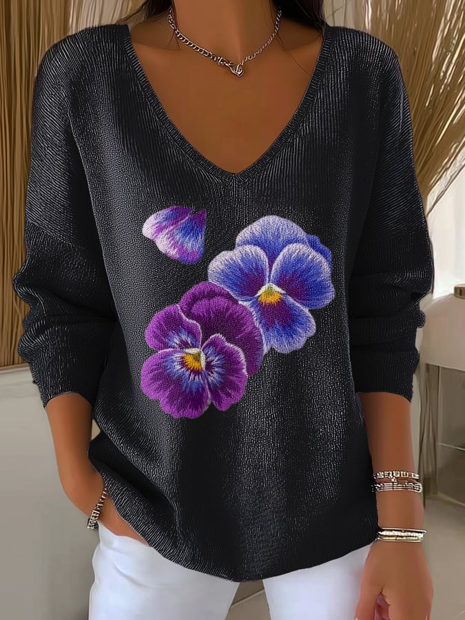 Women's Alzheimer's Purple Print Long Sleeve Pit Fabric Top