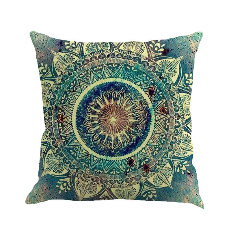 Featured Mandala Pattern Printed Flax Cushion Pillowcase