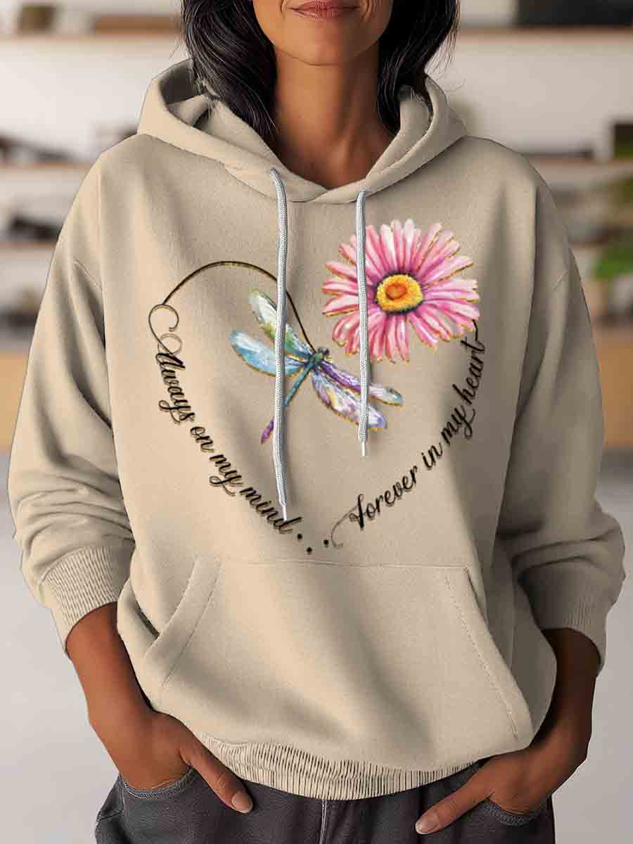 Forever In My Heart Dragonfly Art Casual Hoodie Sweatshirt