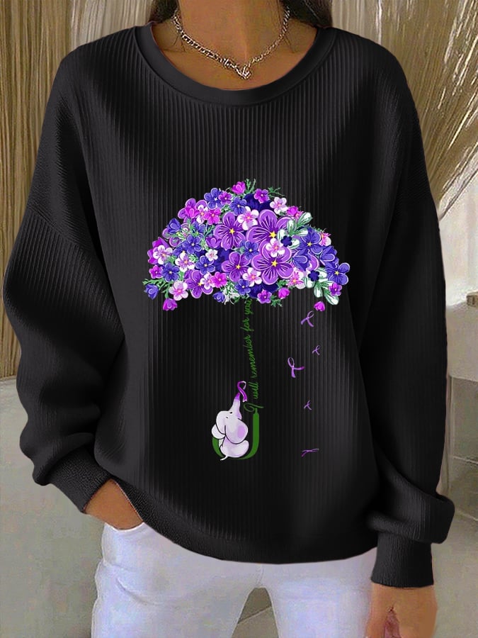 Women's purple floral casual sweatshirt