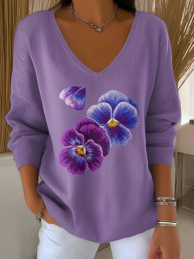 Women's Alzheimer's Purple Print Long Sleeve Pit Fabric Top