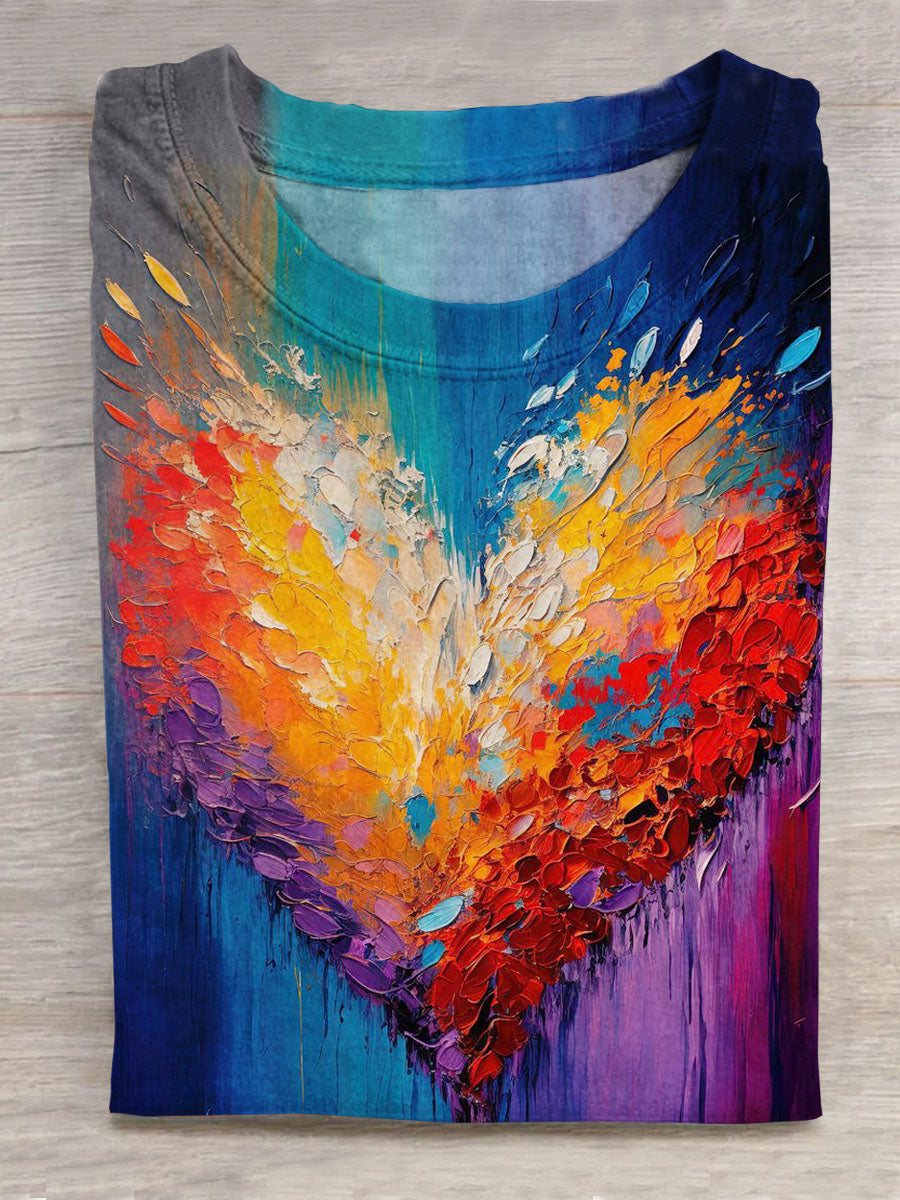 Lovely Heart Art Print Casual Cotton T-shirt