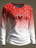 Women's Heart Disease Awareness Casual Long-sleeved T-shirt