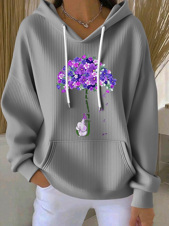 Women's purple floral casual print sweatshirt