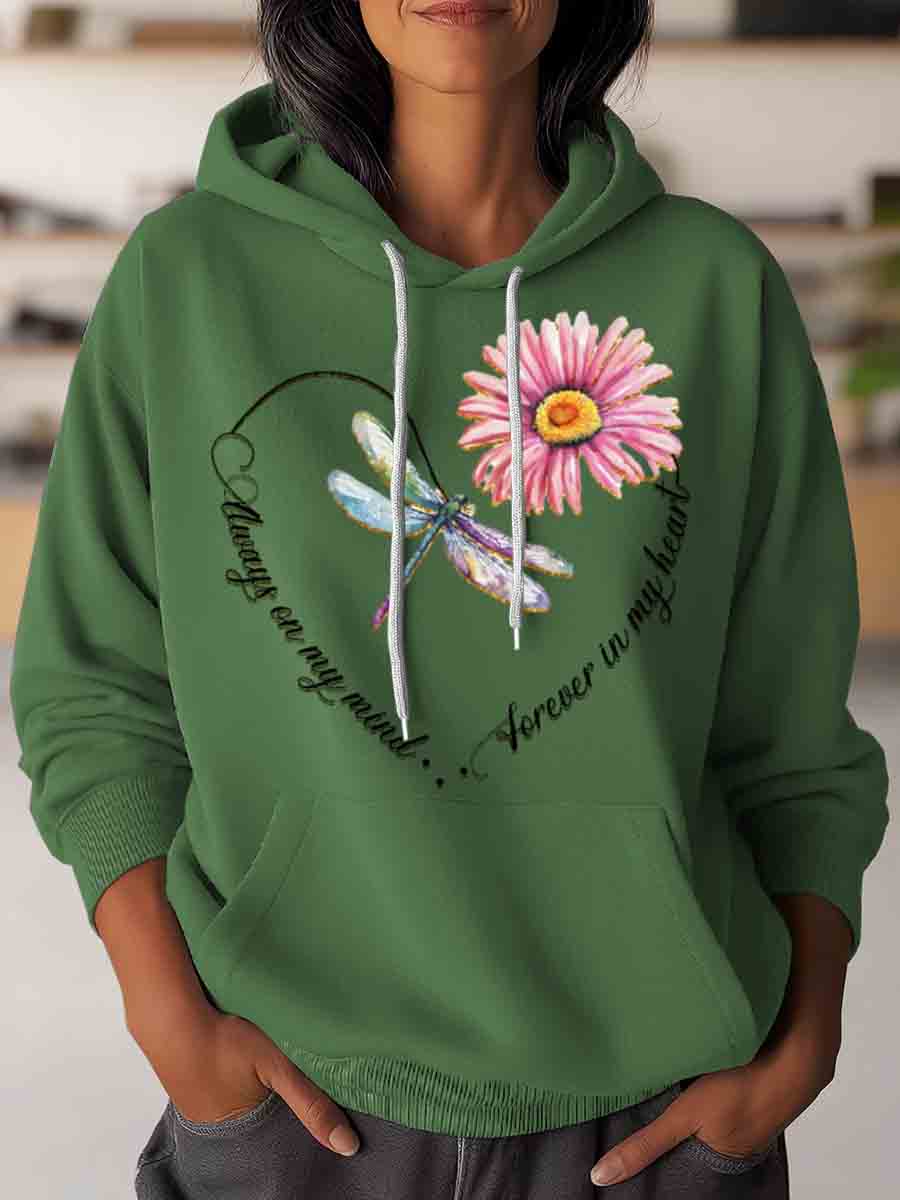 Forever In My Heart Dragonfly Art Casual Hoodie Sweatshirt