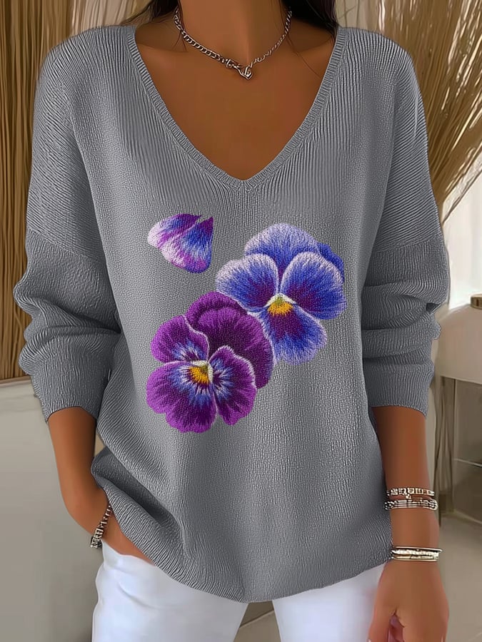 Women's Alzheimer's Purple Print Long Sleeve Pit Fabric Top