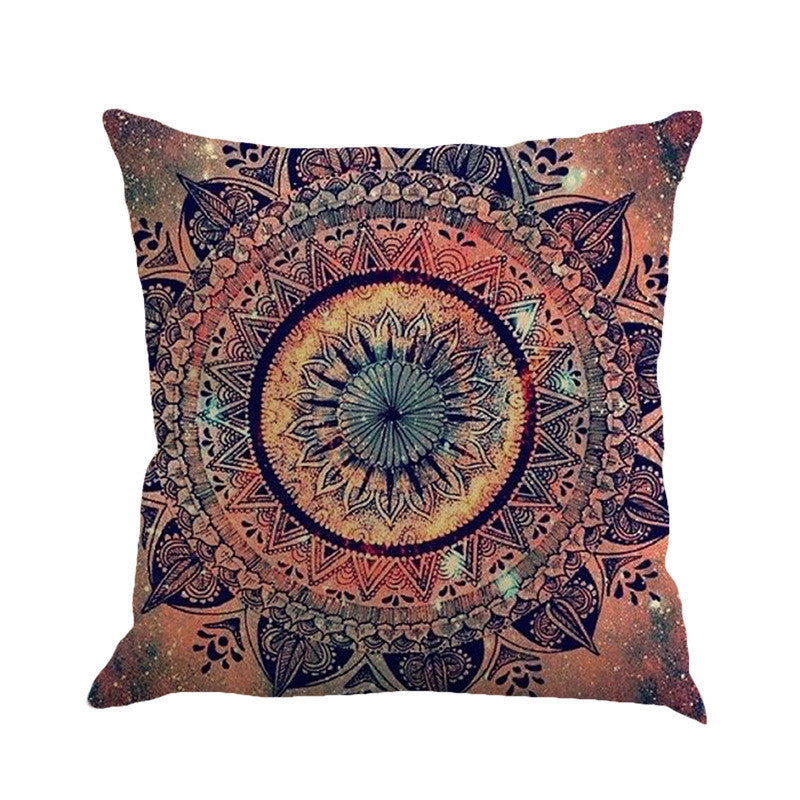 Featured Mandala Pattern Printed Flax Cushion Pillowcase