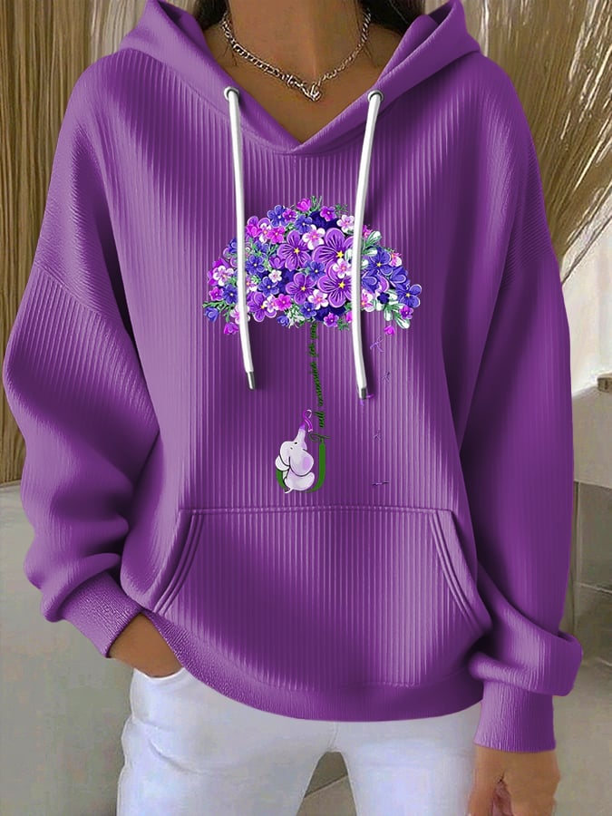 Women's purple floral casual print sweatshirt