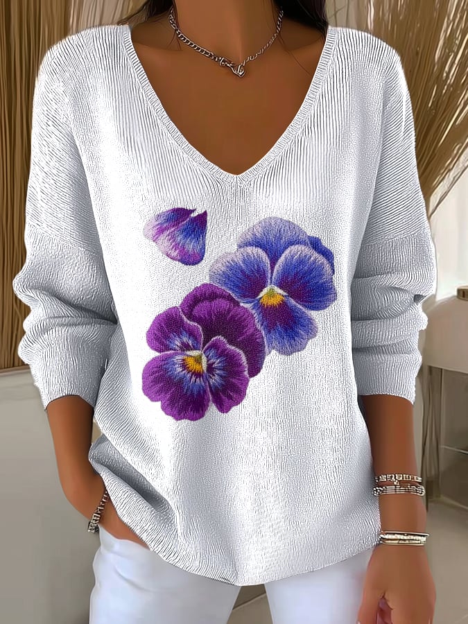 Women's Alzheimer's Purple Print Long Sleeve Pit Fabric Top