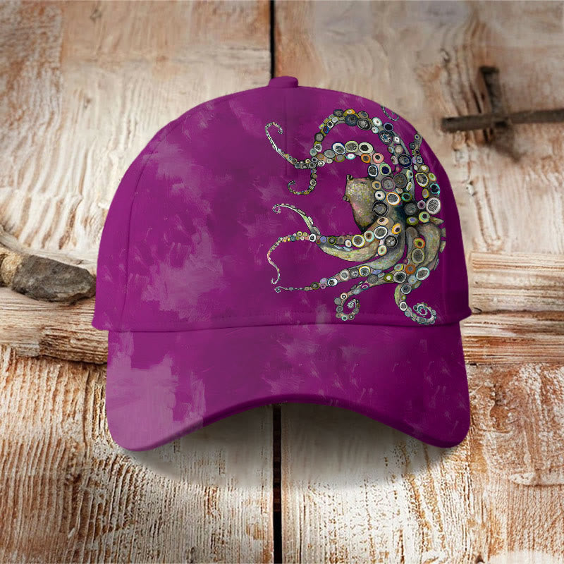 Dashingsoul Colorful Octopus Oil Painting Print Cap