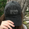 Dashingsoul Peace Love Cats Print Washed Baseball Cap