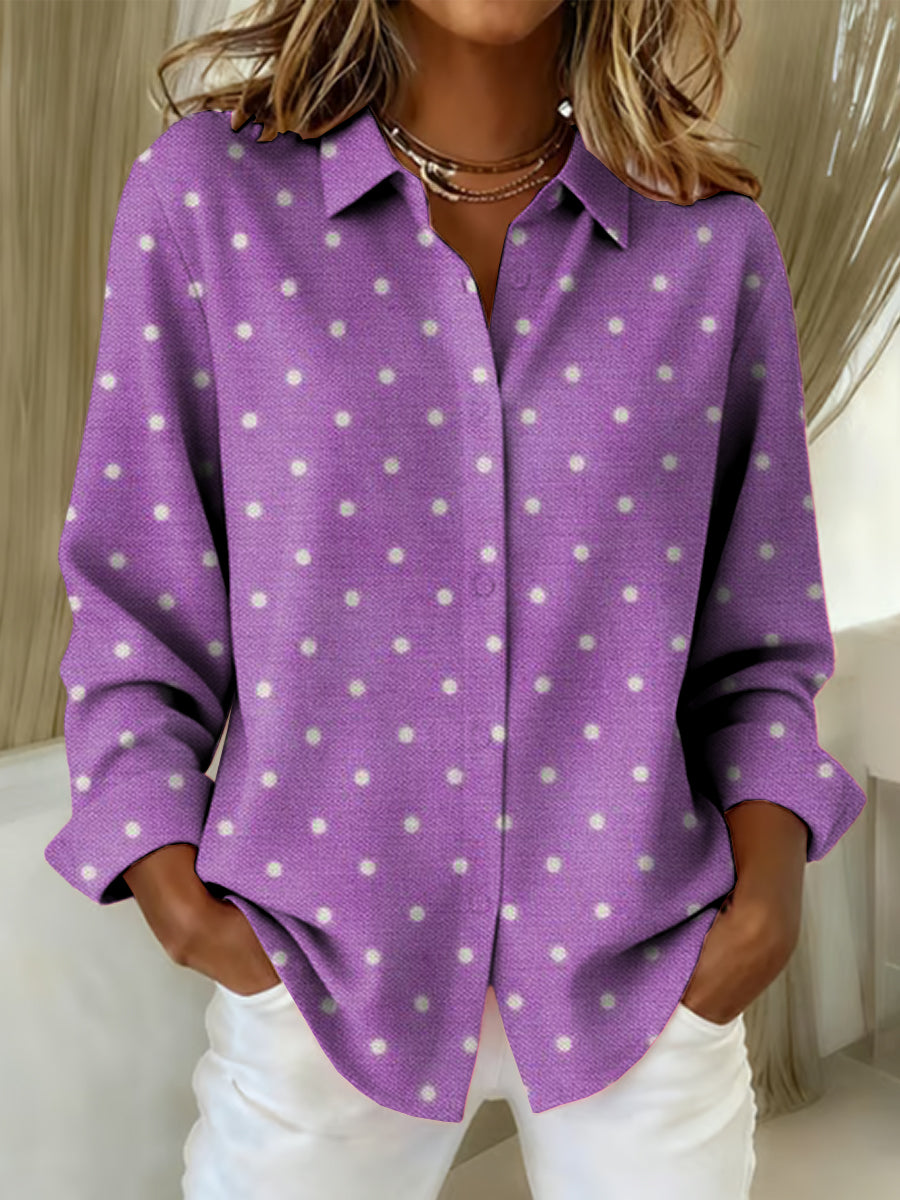 Women's Vintage Alzheimer Awareness Purple Art Print Casual Cotton Shirt