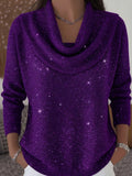 Women's Elegant Solid Color Loose Shiny Sweater