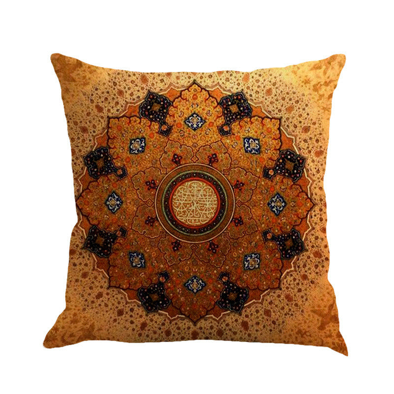 Featured Mandala Pattern Printed Flax Cushion Pillowcase