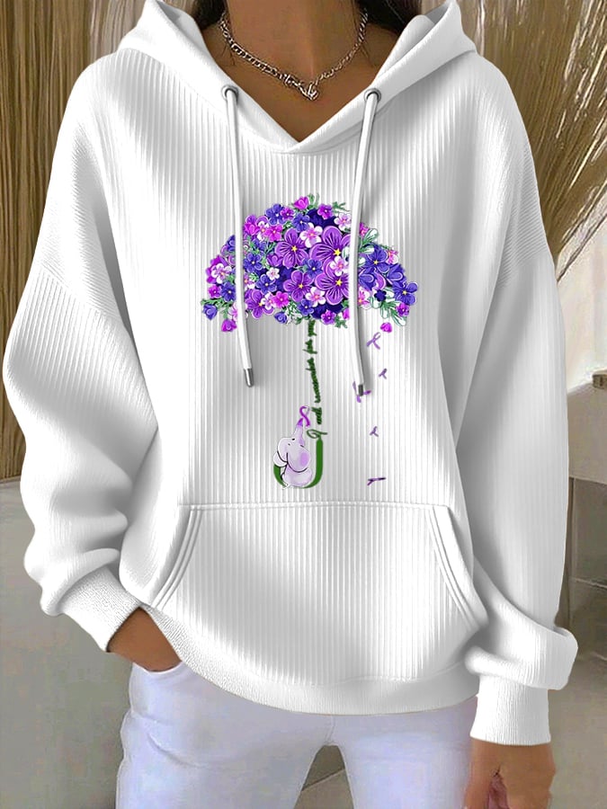 Women's purple floral casual print sweatshirt