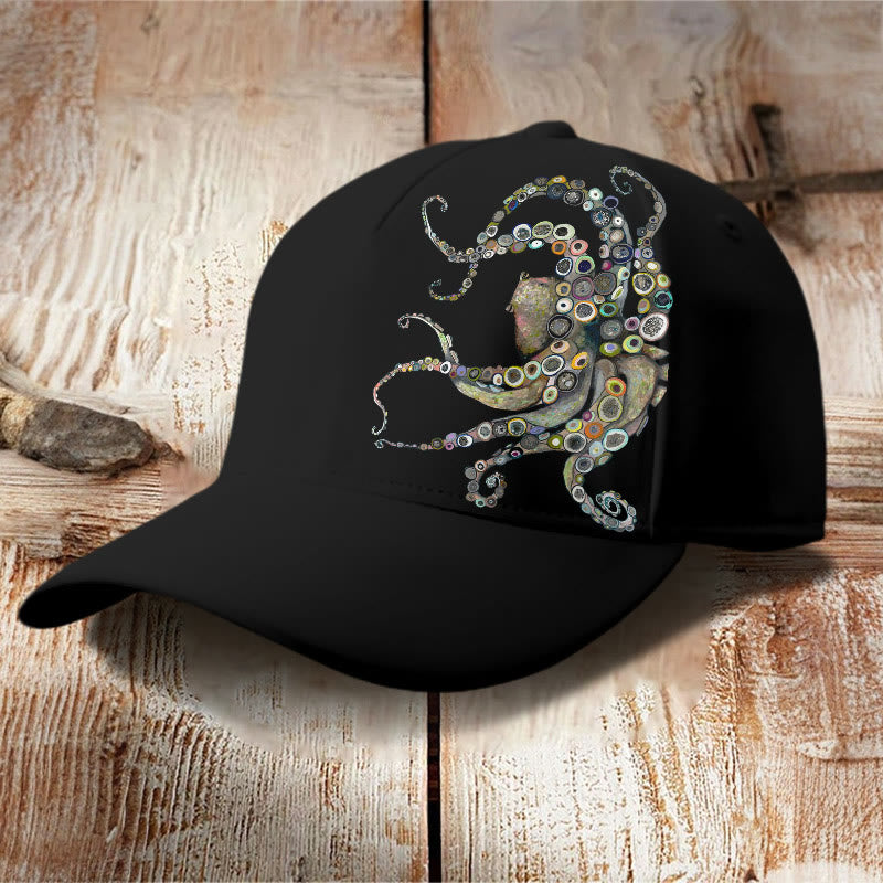 Dashingsoul Colorful Octopus Oil Painting Print Cap