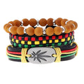Jamaican Hiphop Reggae Three-color Braided Leather Bracelet Jewelry