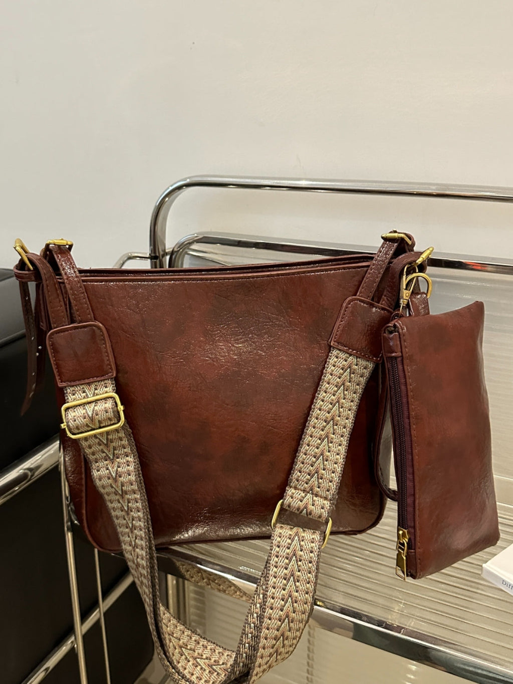 PU Leather Bag - Adjustable Strap Crossbody Bag with Pouch