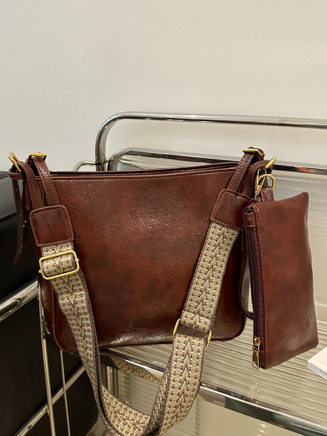 PU Leather Bag - Adjustable Strap Crossbody Bag with Pouch