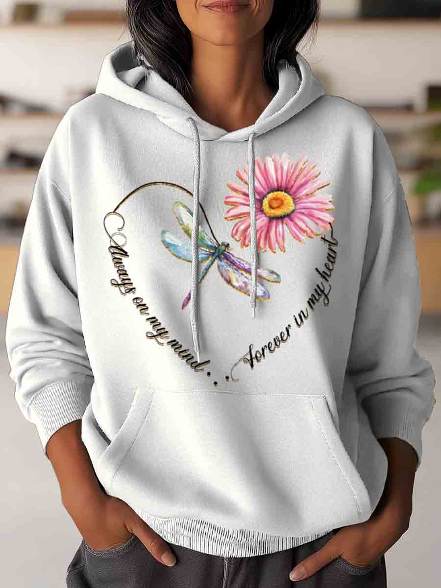 Forever In My Heart Dragonfly Art Casual Hoodie Sweatshirt