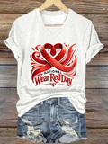 Heart Disease Awareness National Wear Red Day V-neck Casual T-shirt