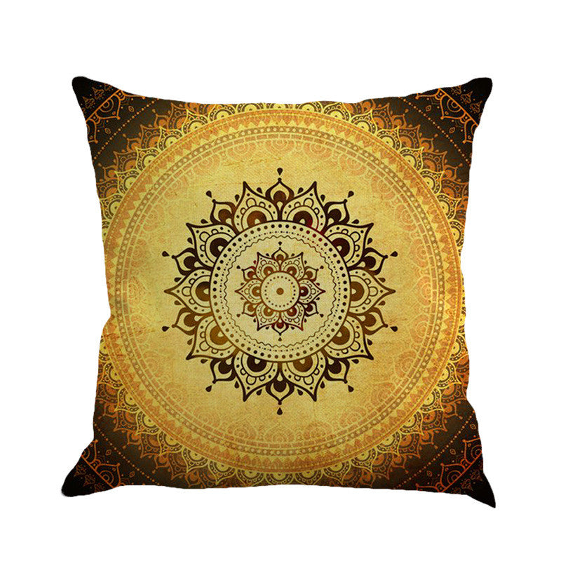 Featured Mandala Pattern Printed Flax Cushion Pillowcase
