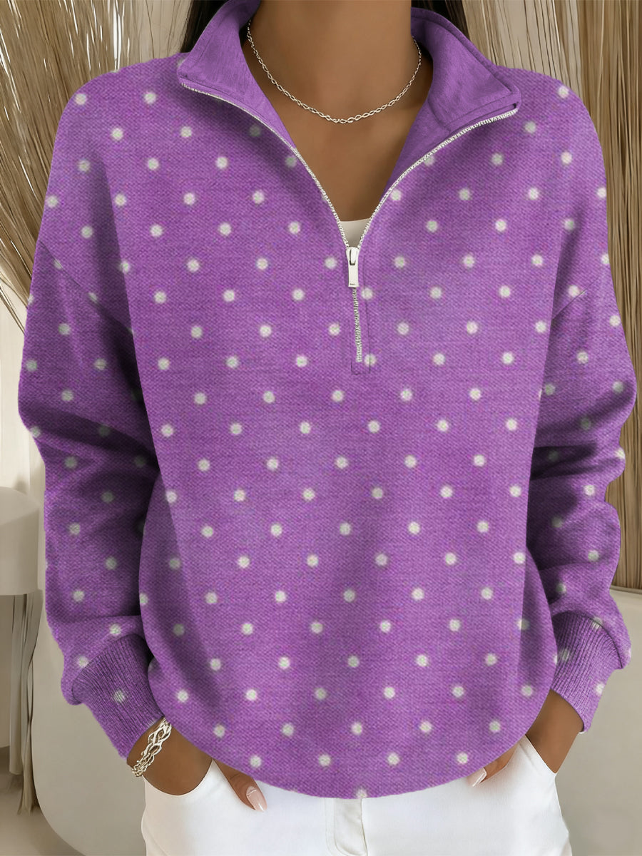 Vintage Purple Alzheimer's Awareness Art Casual Long Sleeve Zip Sweatshirt