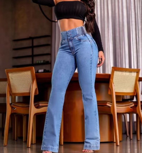 Spring New Arrival High Waisted Stretch Flare Jeans