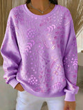 Women's Casual Purple Floral Sweatshirt