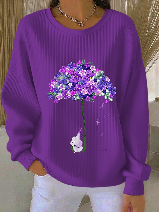 Women's purple floral casual sweatshirt