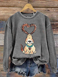 Vantage Cute Puppy Heart Casual Sweatshirt