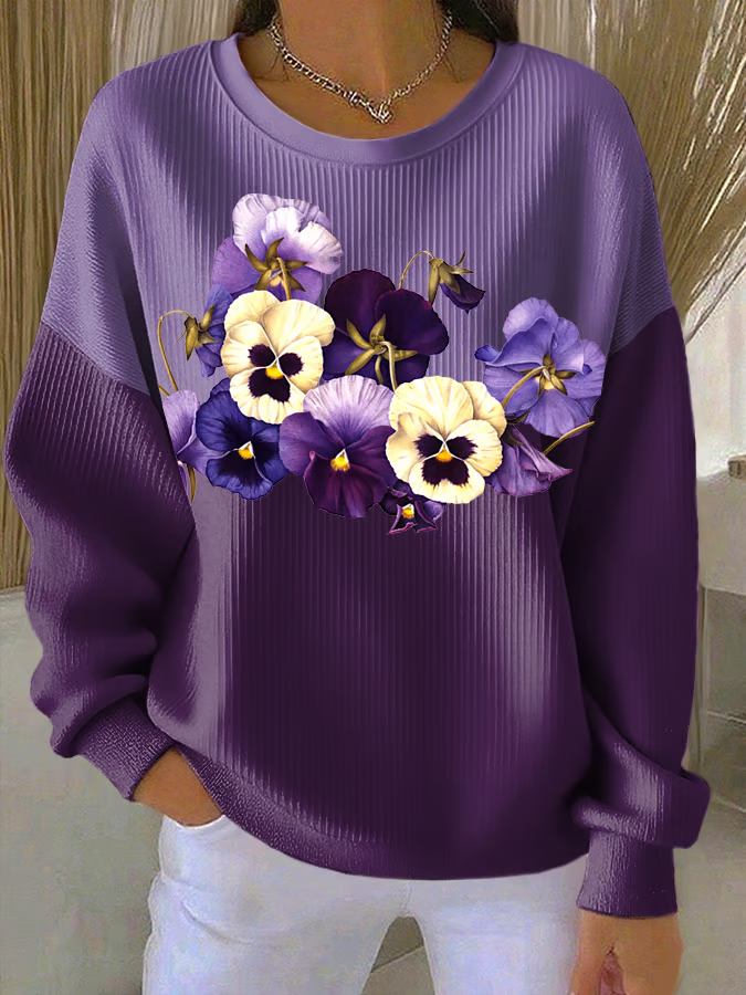 Vintage Purple Floral Art Sweatshirt