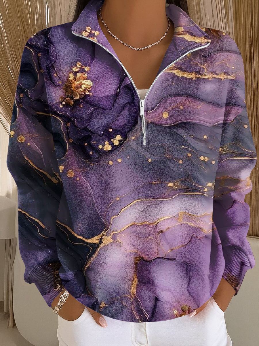 Alzheimer's Awareness Art Print Casual Zip-Up Sweatshirt