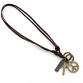 Peace sign Leather Vintage sweater chain