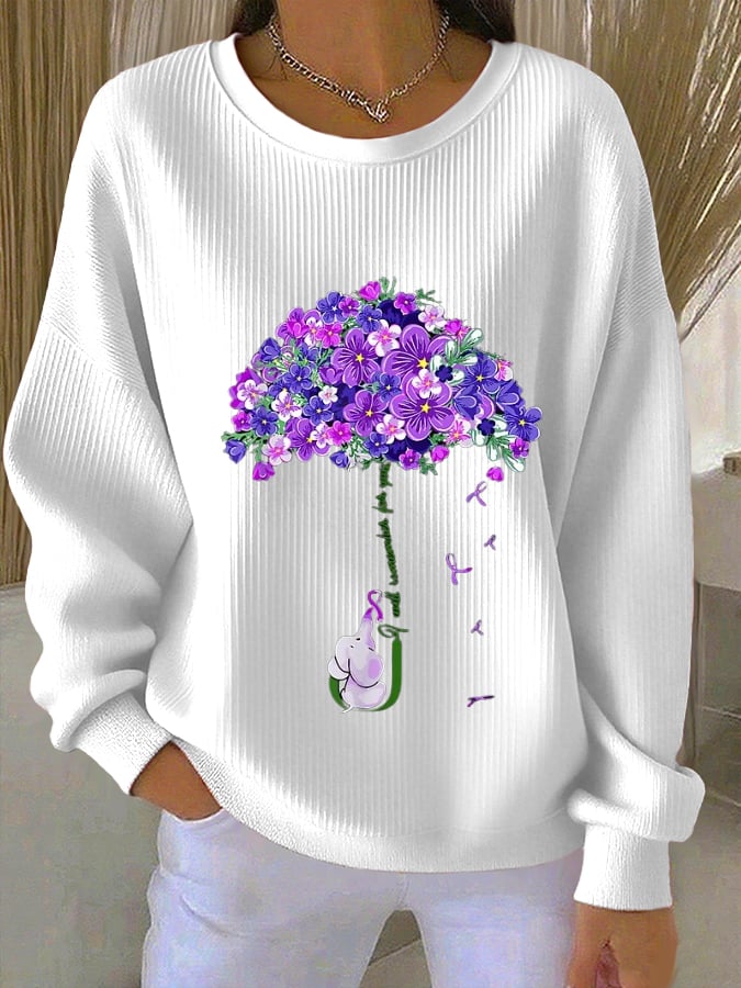 Women's purple floral casual sweatshirt