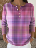 Vintage Alzheimer Awareness Art Vintage Plaid Print Buttoned Cardigan Sweater